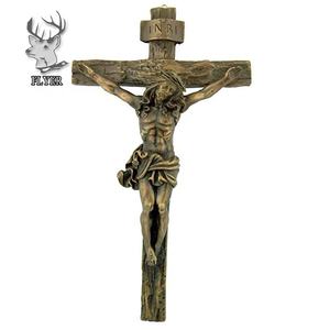 Escultura de Metal de latón fundido, escultura de Cruz de crucifijo de Jesús de pie para regalos religiosos - Product Image 3