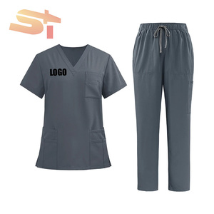 SIKE alta qualità chirurgico Scrub <span class=keywords><strong>uniforme</strong></span> elegante alla moda Medical Top traspirante Denim ospedale infermieristico - Product Image 4