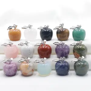 20mm Crystal Apple Pingentes De Pedra Natural Gemstone Healing Lucky Charms Rock Christmas Apple Pingentes para Fazer Jóias DIY