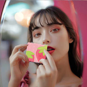 <span class=keywords><strong>Espejo</strong></span> de Maquillaje Plegable Cuadrado de Doble Cara <span class=keywords><strong>con</strong></span> Diseño Personalizado, Lindo <span class=keywords><strong>Espejo</strong></span> de Bolsillo Portátil <span class=keywords><strong>con</strong></span> Diseño de Fresa y Cereza para Mujer, Regalo - Product Image 3