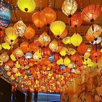 Qq350 nouveau Design coloré lanterne hôtel décoration suspendu pliant papier lanterne ballon fête plafond scène toile de fond décoration