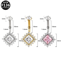 ASTM F136 Titanium 14G kupu-kupu menjuntai CZ permata tombol perut cincin kubik zirkonia liontin jatuh pusar perhiasan tindik badan kuku