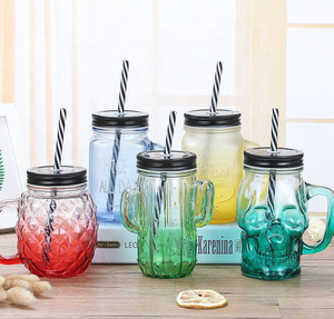 Drinken Glaswerk Glas Mason Cup Met Handvat Vierkante Ronde Vorm Jar Maatbekers Voor Koude Brouwsel Koffie - Product Image 1