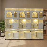 Villa de luxe moderne pour chat, grande cage en bois massif avec arbre à chat, cage en verre, enclos pour chat, idéale pour animalerie et hôtel pour animaux.