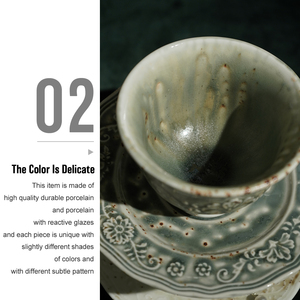 Set di Tazze da Espresso in Ceramica Vintage di Alta Qualità ed Ecologiche, 100ML, con Piattino, per Caffetteria - Product Image 4