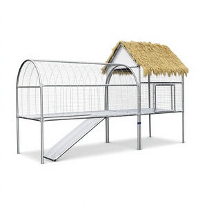 Cage à volailles en métal robuste avec grillage dense de type H, revêtement poudré, fermeture coulissante horizontale, pour l'extérieur, toutes saisons - Product Image 6