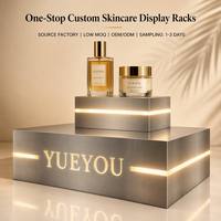 Support d'affichage de comptoir pour produits de soin de la peau et de parfums, pliable, moderne, personnalisé, avec logo lumineux LED en acrylique à 2 niveaux