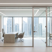 Système de cloisonnement de bureau moderne et simple en aluminium massif de 45 mm avec verre simple insonorisé, installation facile pour les bureaux commerciaux, les écoles et les entrepôts