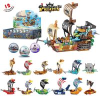 Kit de Construcción de Barco Pirata Modelo 12 en 1 Perla Negra Corsario Fantasma Calavera Set de Bloques para Niños Material Plástico