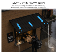 Auvent de porte et de fenêtre réglable à 4 niveaux d'inclinaison, structure en aluminium, protection contre la pluie, la neige et les UV, résistant aux intempéries