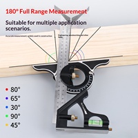 Ensemble de trois équerres multifonctionnelles en acier inoxydable de haute précision pour le travail du bois, règle triangulaire et niveau, 30 cm, noir