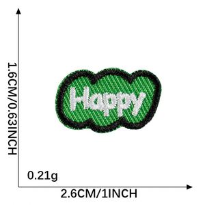 Mini Patch thermocollant brodé mignon avec motif lunettes de soleil et inscription 'Happy Hold on', pour décoration de sacs et étiquettes - Product Image 5