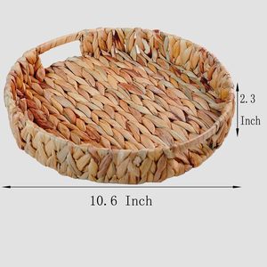 Gewebter natürlicher Wasserhyazinthen-Aufbewahrung skorb <span class=keywords><strong>Wicker</strong></span>-Aufbewahrung stablett mit eingebauten Griffen