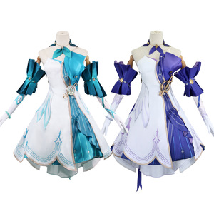 <span class=keywords><strong>Costume</strong></span> Cosplay di <span class=keywords><strong>Robin</strong></span> dal Gioco Honkai: Star Rail, Abito Blu con Guanti e Maniche per Donna - Product Image 5