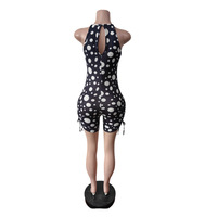 Combinaison à pois pour femme, col halter, sans manches, avec cordon de serrage latéral, très extensible, moulante, grande taille