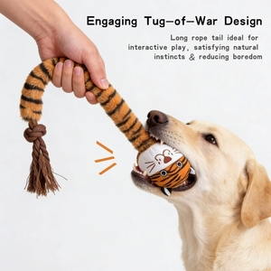 Juguete interactivo de tira y afloja para mascotas, juguete chirriante para limpiar y masticar los dientes, juguete para aliviar el aburrimiento con cola larga, suministros para mascotas - Product Image 2