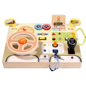 Venta caliente de madera Led luz ocupado tablero bebé sensorial analógico volante <span class=keywords><strong>circuito</strong></span> Montessori juguetes para niños pequeños niños y niñas - Product Image 1