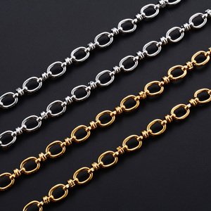 Collier chaîne ovale large en acier inoxydable fait main de 6,5 mm pour femmes et hommes, style punk hip-hop, choker épais couleur or, bijoux en métal - Product Image 2