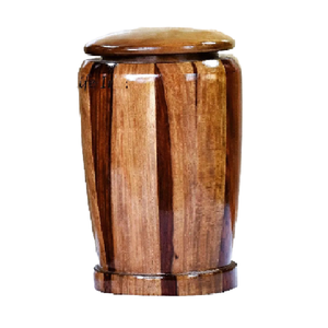 Urne de crémation en bois massif fabriquée à la main en forme finie claire Design Art déco unique Capacité 4-5L Thème animal pour les cendres humaines - Product Image 1