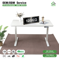 Bureau de travail réglable à double moteur 120 kg, vitesse 40 mm/s, table électrique pour ordinateur avec plateau de 120-180 cm