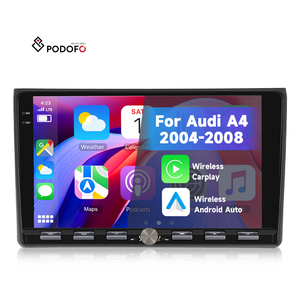 Podofo 9 ''4 + 64G 2 Din Android Car Stereo Radio Para Auto para Audi <span class=keywords><strong>A4</strong></span> 2004-2008 Wireless <span class=keywords><strong>CarPlay</strong></span>/Android Auto Piano Key GPS WIFI - Product Image 1