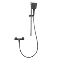 Douche murale gris canon, jet doux, eau chaude et froide, pour salle de bain d'hôtel, ensemble de douche, robinet de baignoire