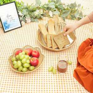 ชุดตะกร้าหวายทรงกลม2ใบแบบวางซ้อนกันได้ถาดเสิร์ฟผักและผลไม้สำหรับจัดแสดงและตกแต่ง - Product Image 6