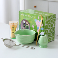 Kit de préparation de matcha premium, 5 pièces d'outils pour la cérémonie du thé japonaise, bol en céramique et accessoires en bambou pour le matcha, pour un usage quotidien