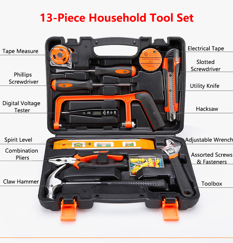 Ensemble d'outils ménagers de 13 pièces