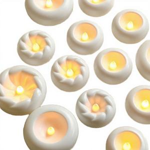 Lámpara de Té LED Flotante a Prueba de Agua, de Cera de Parafina, con Pilas, Luz Blanca Cálida 3D, Decoración Diwali para Fiestas, Hecha a Mano - Product Image 3