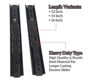 Glissière télescopique Meilong Hardware 4208 à roulement à billes pour tiroirs, double sens, robuste, en acier laminé à froid, idéale pour les lieux sportifs – Meilleure vente - Product Image 3
