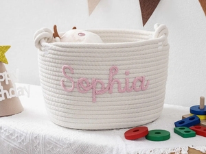Cesta tejida de cuerda de algodón pequeña <span class=keywords><strong>con</strong></span> asas, organizador de Pascua plegable para almacenamiento de juguetes, bonitas cestas de regalo para bebés - Product Image 2