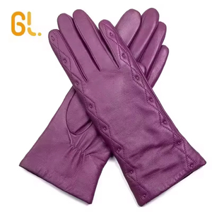 SLW012 Robe rose sexy pour femmes en hiver, gants en <span class=keywords><strong>cuir</strong></span> de mouton véritable de bonne qualité - Product Image 4