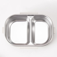 Boîte à bento pour adultes en acier inoxydable de 1000 ml, 2 compartiments, étanche, chauffable, portable, de qualité alimentaire, multifonctionnelle