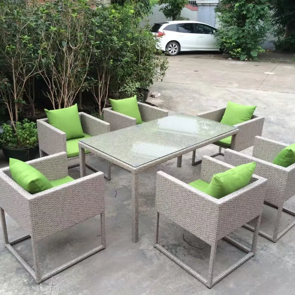 Meubles de jardin en osier, ensemble de cubes, avec Table à manger et chaises en rotin, mobilier d'extérieur de Patio, 2 et 10 places