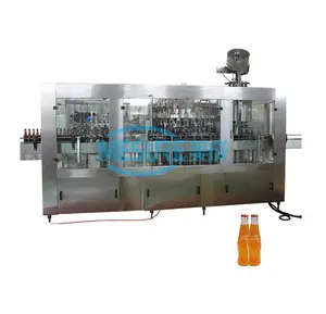 Rotary 3 in 1 glass bottle bottling production line flavor salt co2 beverage water csd carbonated drink filling machine