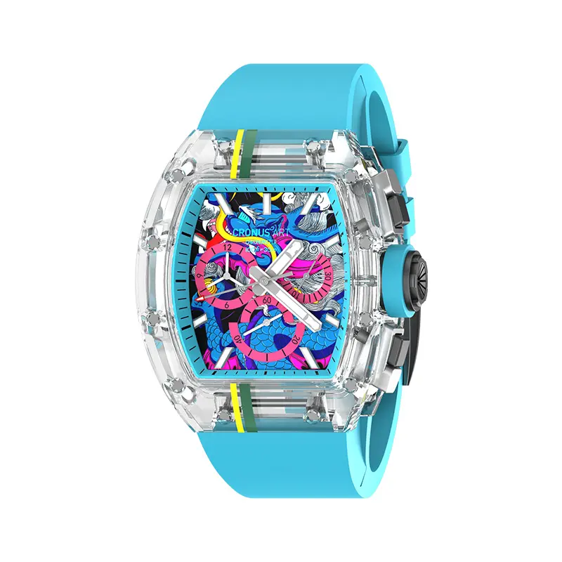 Hot Selling Heren Horloge Saffier Mechanisch Horloge Saffier Kristal Heren Skelet Automatisch Mechanisch Horloge