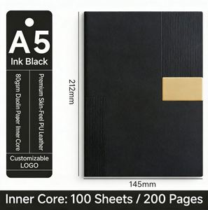 PU Cover <b>A5</b> Thick Notebook 80gsm Ruled Paper 100 Sheets 200 Pages Office Meeting <b>Notepad</b> with Date Weather Memo Custom Logo - Product Image 5