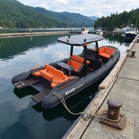 Bateau pneumatique à coque rigide en aluminium de 22 pieds (6,7 m) avec T-Top et console centrale, bateau pneumatique de luxe en aluminium à vendre
