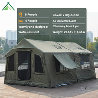 Tente de camping gonflable Litai Antour AT8+8 en coton, imperméable >3000 mm, résistante aux UV, quatre saisons, une chambre, un salon, 5-6 personnes