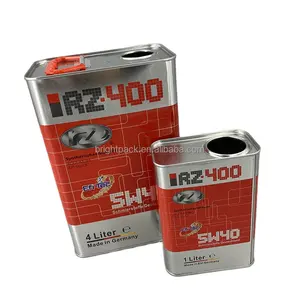 Ustomized-lata rectangular vacía con boquilla de plástico para aceite lubricante, bote con logotipo de 1L 4L