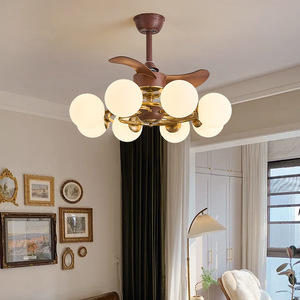 Vintage Style Ceiling Fan <b>Light</b> With Led Bulbs Multi Head <b>Chandelier</b> For Bedroom Dining Room Home Use - Product Image 1