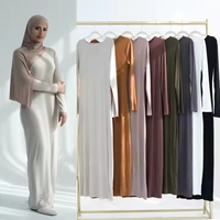 Robe Abaya en coton pour l'Aïd Ramadan, femme musulmane, col rond, manches longues, extensible, anti-rétrécissement, anti-statique