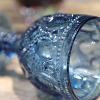 Gobelet bleu vintage Verre à vin gaufré moderne Design classique et moderne pour jus de vin Tasses colorées minimalistes