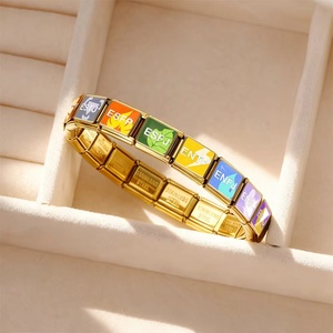 Nouveau Bracelet Personnalisé Tendance MBTI Type E et I, Maillons Italiens Ajustables 9mm en Acier Inoxydable, pour Création DIY, Bijou Cadeau Femme Homme - Product Image 1