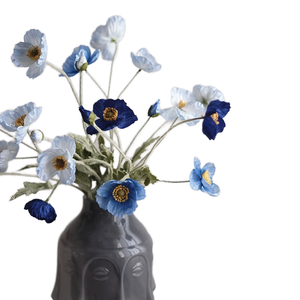 Fleur de pavot artificielle <span class=keywords><strong>en</strong></span> soie blanche et bleue L-010, toucher réaliste, pour décoration de mariage, maison, remise de diplôme, fête des mères, Saint-Valentin - Product Image 1