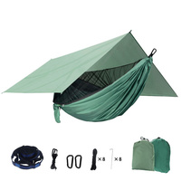 Hamac de camping avec moustiquaire et bâche imperméable, hamac double en nylon, hamac de survie tout temps pour l'extérieur