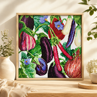 Kit de broderie diamantée carrée KS Craft imprimé Pastoral Aubergine, avec diamants spéciaux, pour l'art de la broderie diamantée DIY, décoration de cuisine et de maison, cadeau