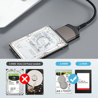 Adaptador de disco duro USB a de 3,0 a 2,5 pulgadas SATA III, carcasa de aluminio, cable de nailon, convertidor externo para SSD, HDD, transferencia de datos, gris