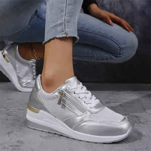 Baskets compensées en maille dorée pour femme, collection Printemps 2026, chaussures de sport à plateforme à semelle épaisse, grande taille 44, confortables et décontractées, vulcanisées - Product Image 6